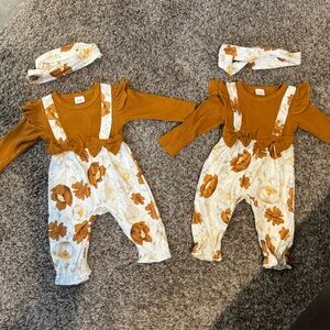 New!! Floral Autumn Romper Qty 2 ( bundle) size 0-3